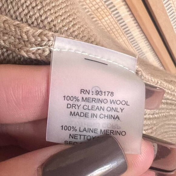 Tan Ellie Tahari merino wool button up cardigan - Picture 4 of 4